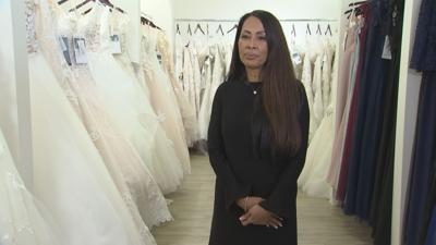 Wedding dress shop with owner